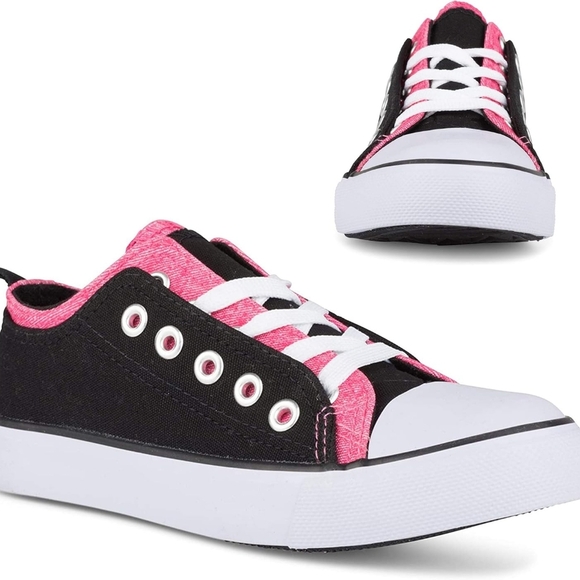 Twisted Woman Canvas KIX Double Upper Lo-Top Sneaker Black/NEONPINK Size 6 - Picture 1 of 7